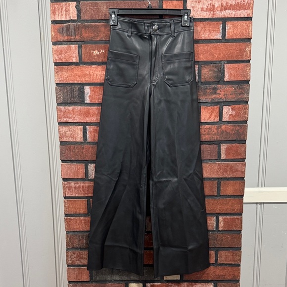 Zara Pants - Zara Black Faux Leather Wide-Leg Pants